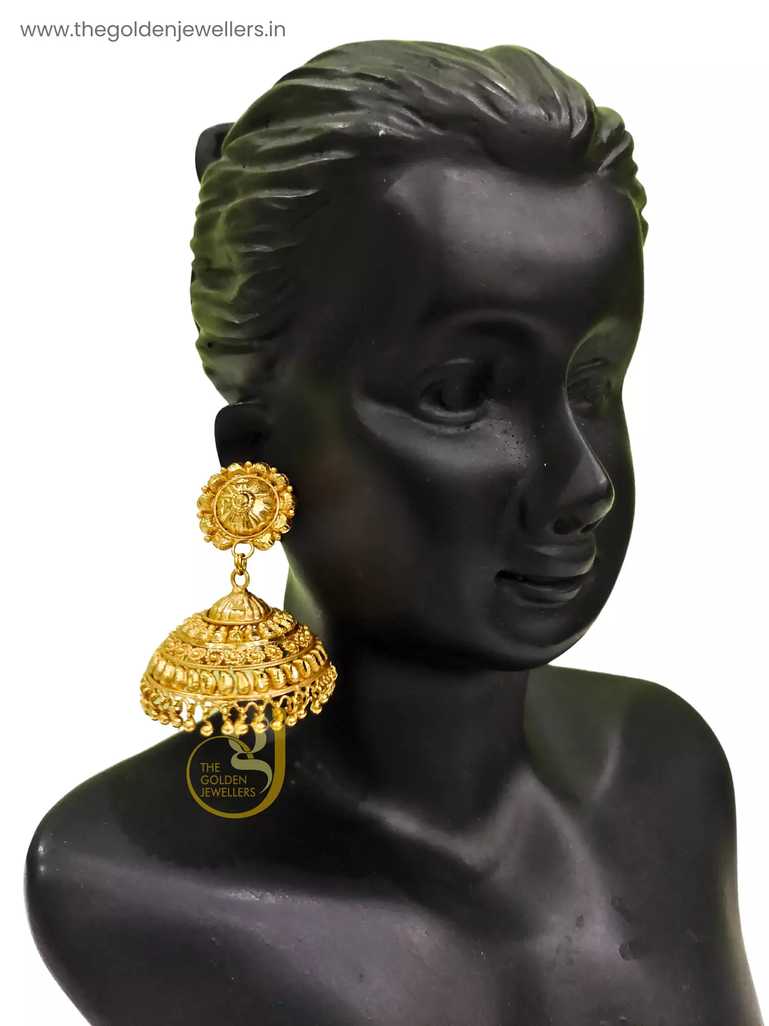 Gold Plated Mediam Size Jhumka Earrings - Kouri Jewels's Trending Pujo Collection