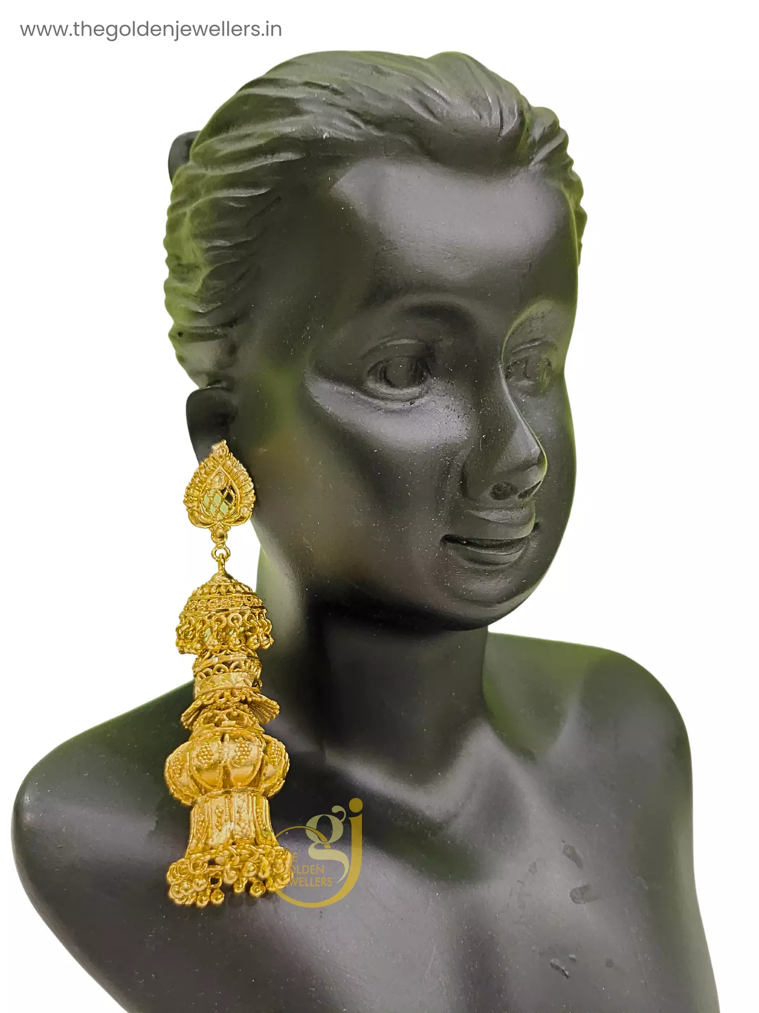 Three Layered Long Traditional Jhumka Earrings - Kouri Jewels's Trending Pujo Collection