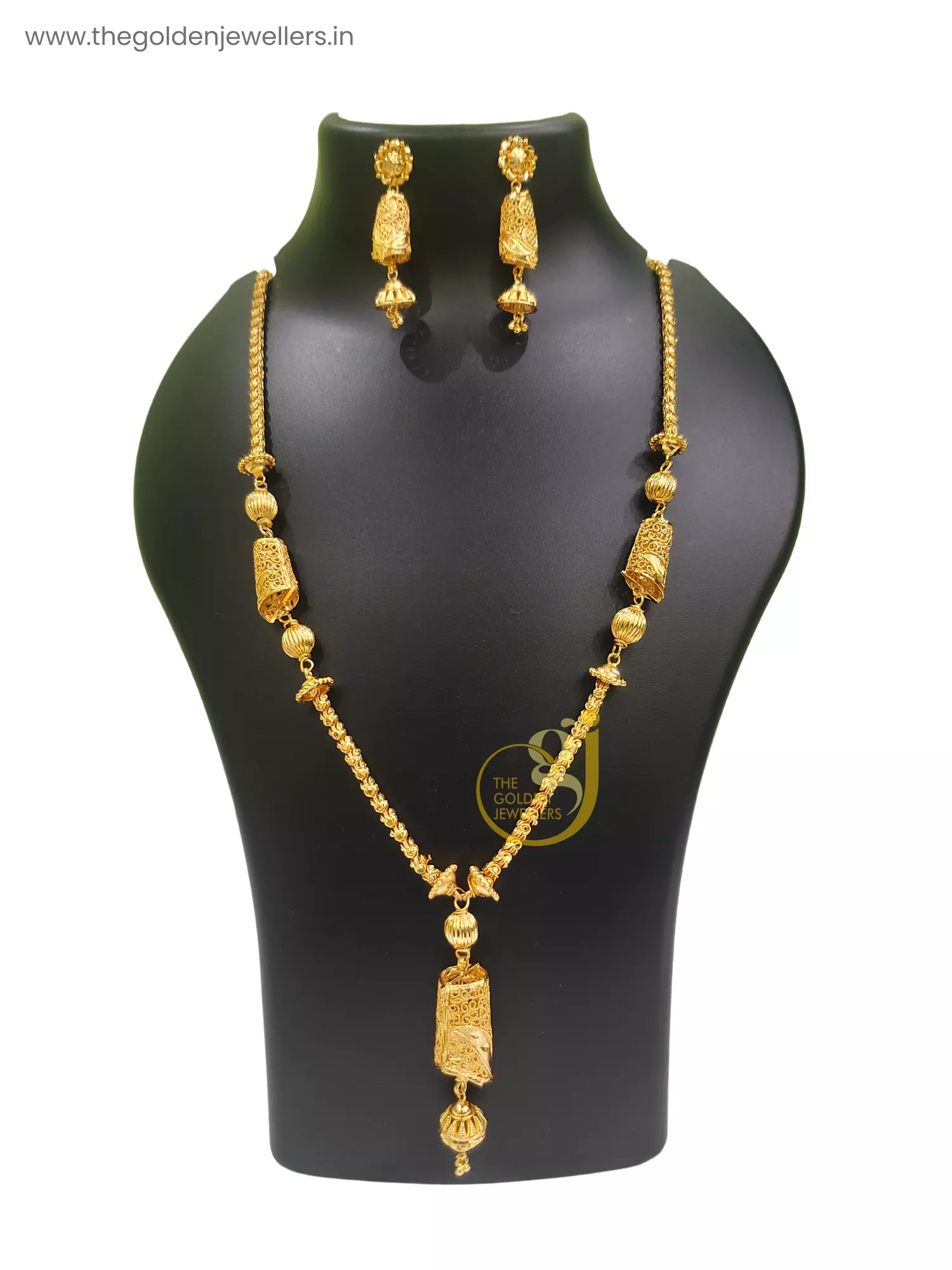 Gold Plated Designer Chain With Earrings Set - Kouri Jewels's Trending Pujo Collection