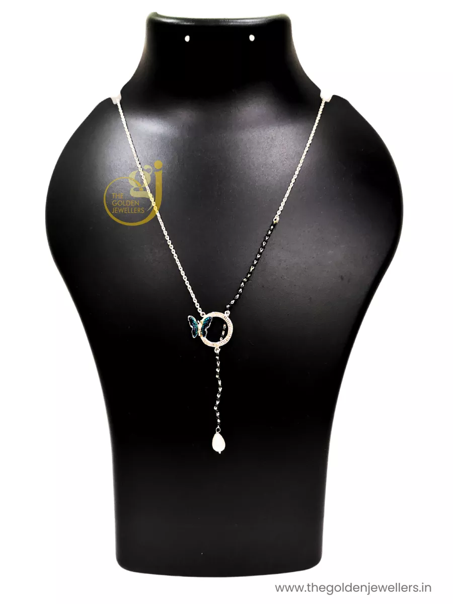 Simple Pendant Necklace Silver Plated Design 5 (Only Necklce) - Kouri Jewels's Trending Pujo Collection