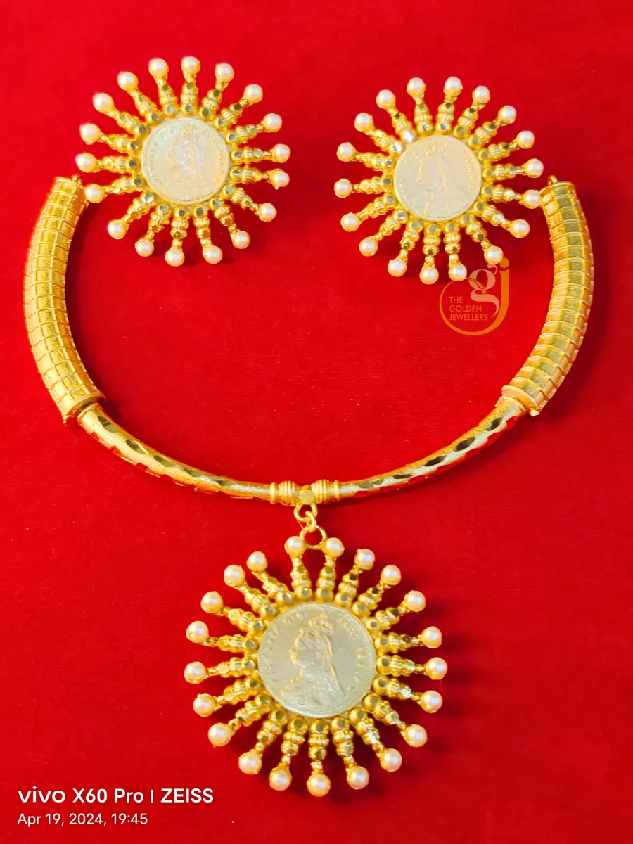 Ginni Hasuli Pearl Worked Necklace Set